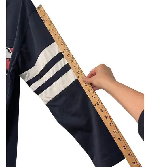 Vintage MLB Boston Red Sox Men's L Long Sleeve Warm Up Baseball Jersey Navy Blue - Picture 5 of 6